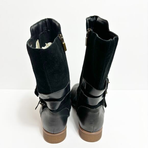 SOFTWALK WOMEN'S RAE COMBAT BLACK LEATHER BLOCK HEEL BOOTS SIZE 7 - Picture 2 of 7